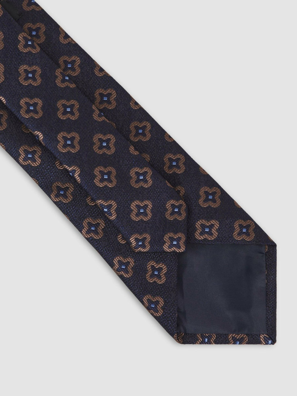 Men Silk-Wool Floral-Medallion Tie in Navy