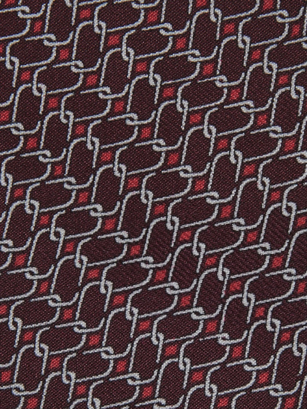 Men Silk Geometric-Chain Print Tie in Bordeaux