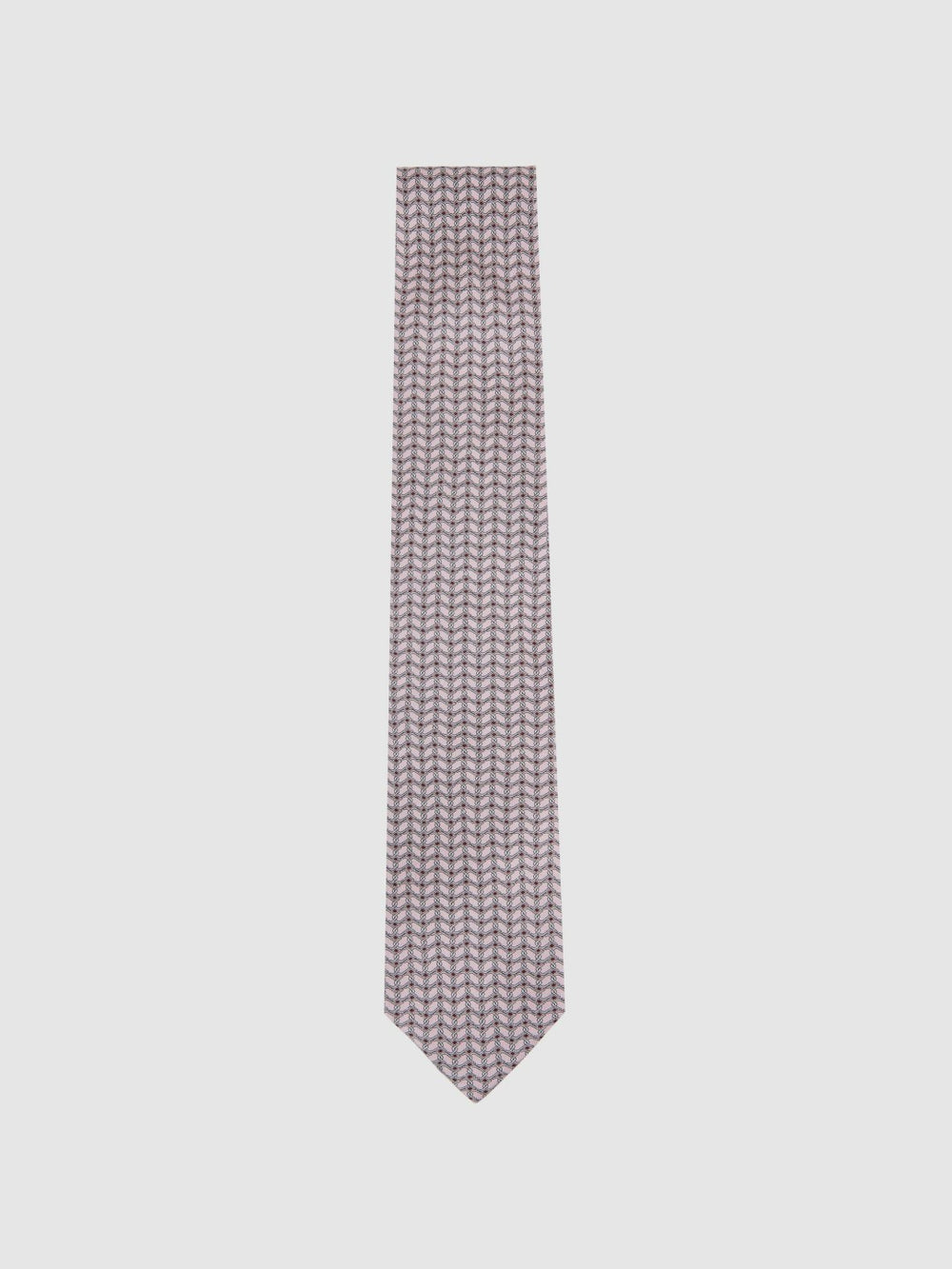 Men Silk Geometric-Chain Print Tie in Soft Pink