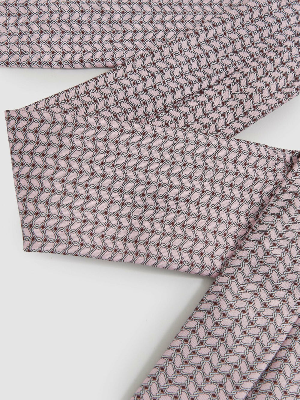 Men Silk Geometric-Chain Print Tie in Soft Pink