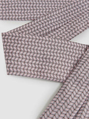 Men Silk Geometric-Chain Print Tie in Soft Pink