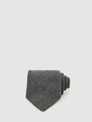 Men Wool-Silk Textured Tie in Charcoal