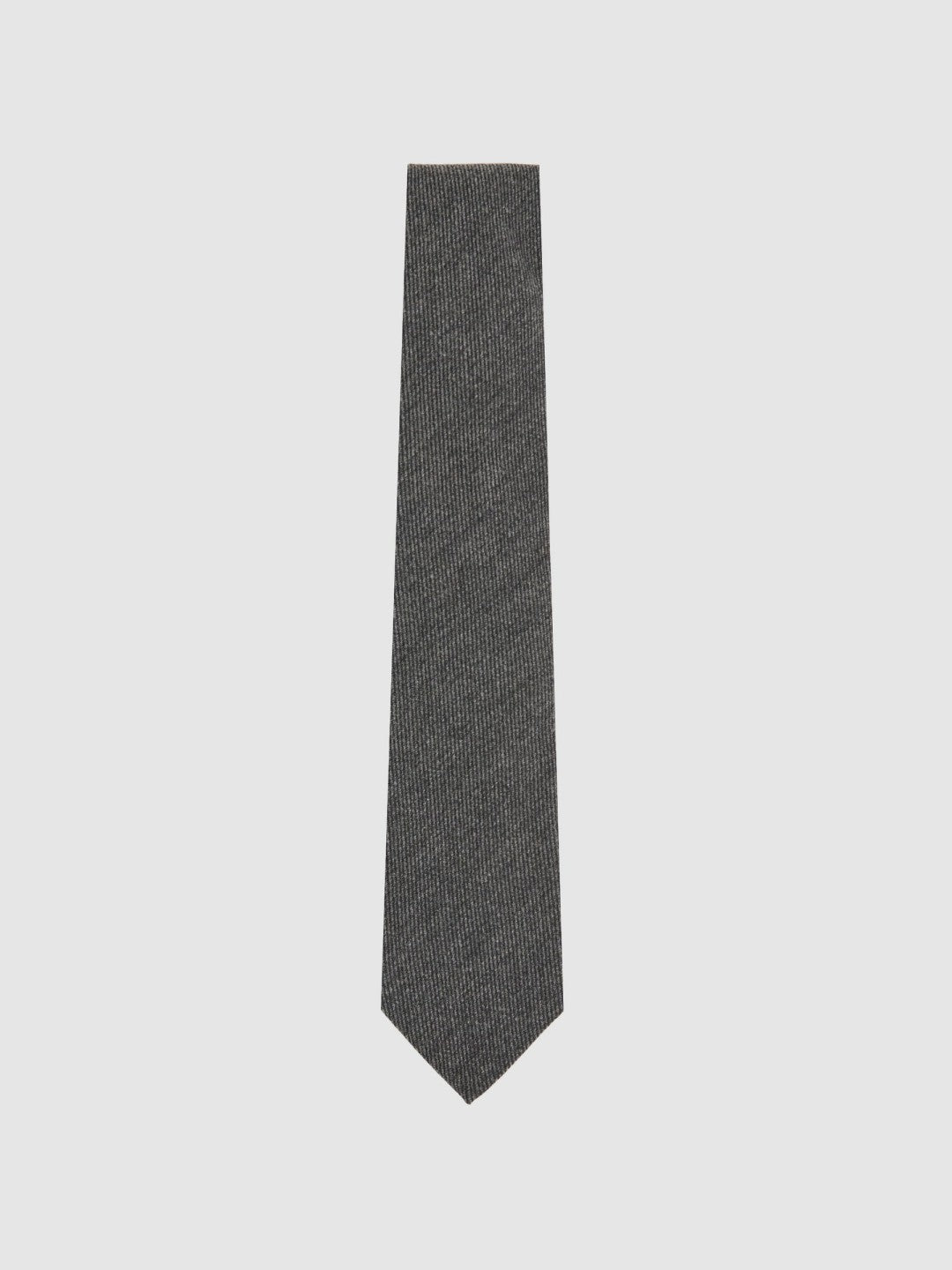 Men Wool-Silk Textured Tie in Charcoal