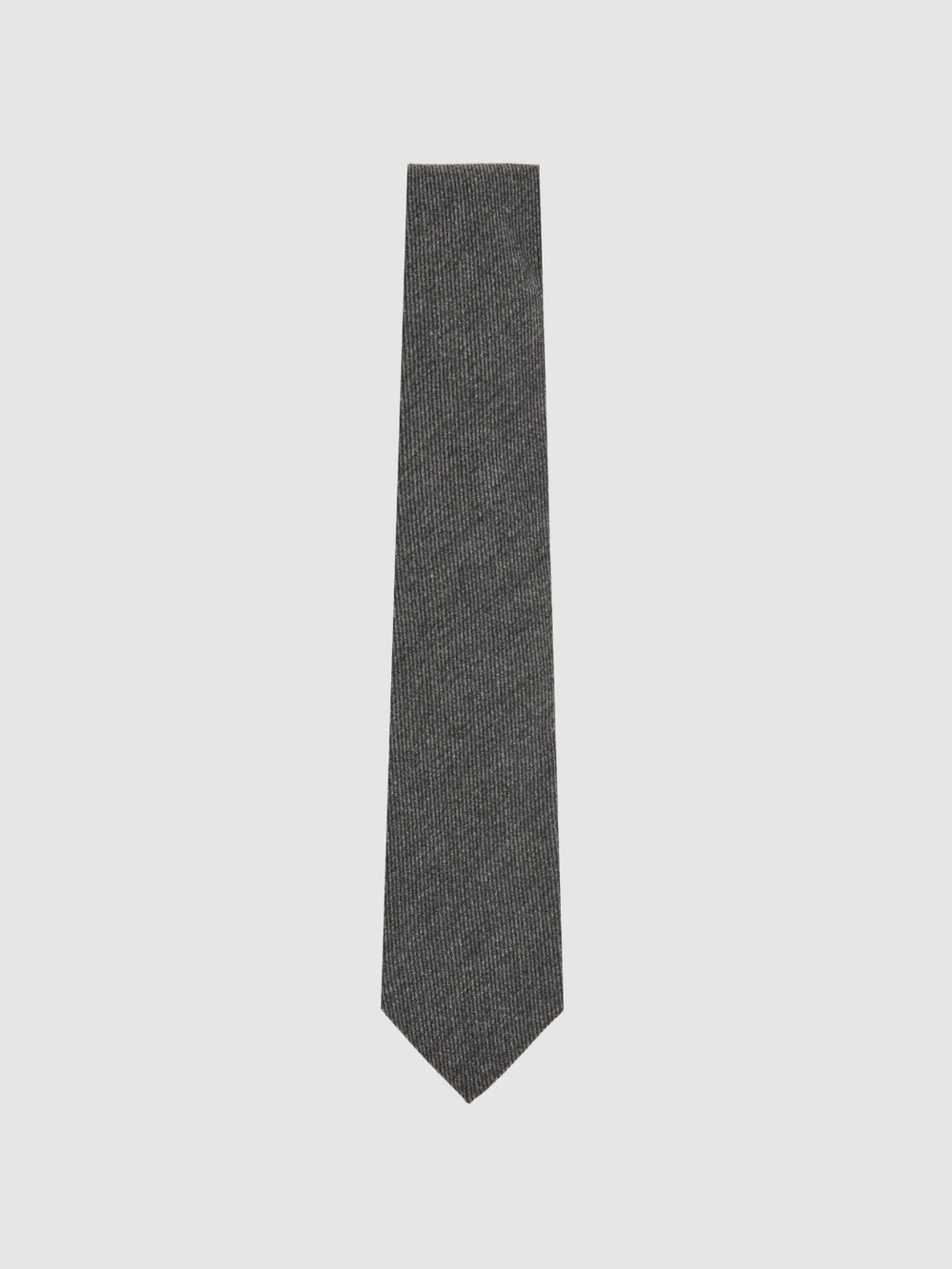 Men Wool-Silk Textured Tie in Charcoal