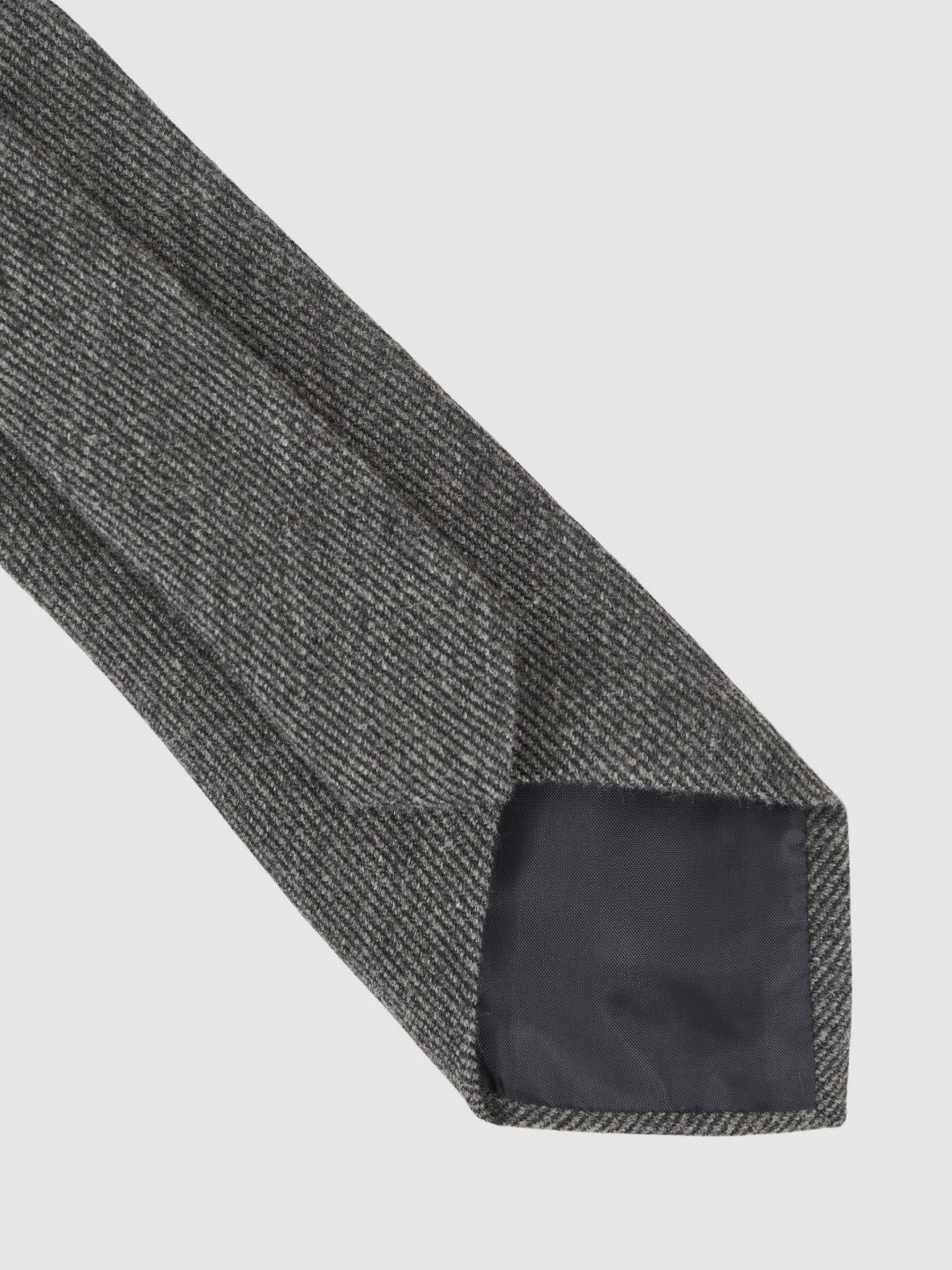 Men Wool-Silk Textured Tie in Charcoal