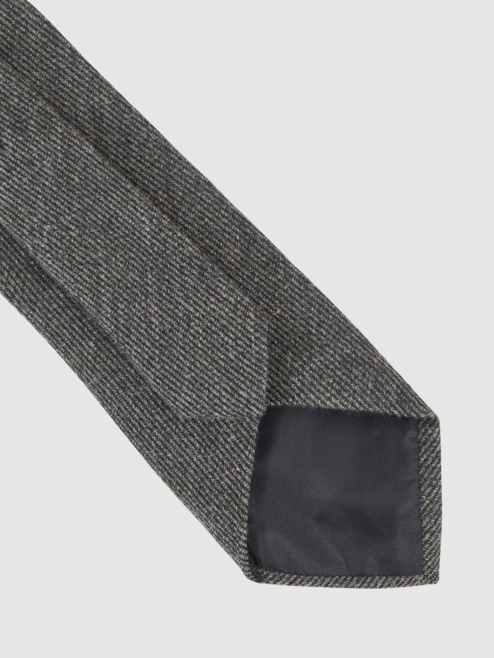 Men Wool-Silk Textured Tie in Charcoal