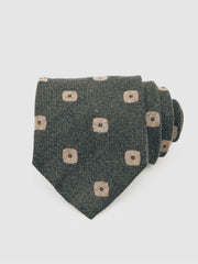 Men Silk-Wool Square-Medallion Tie in Forest Green