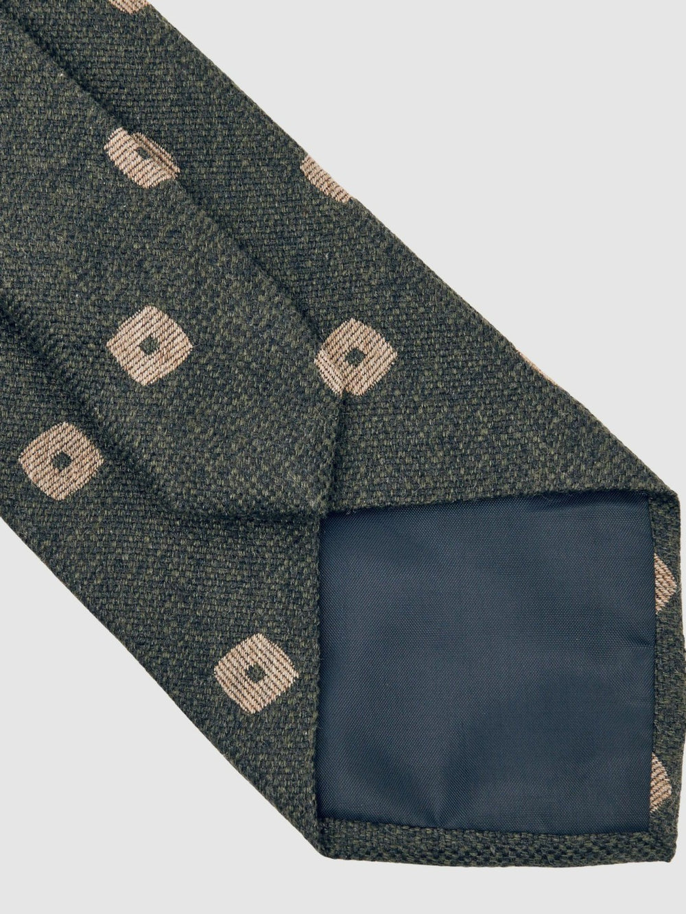 Men Silk-Wool Square-Medallion Tie in Forest Green