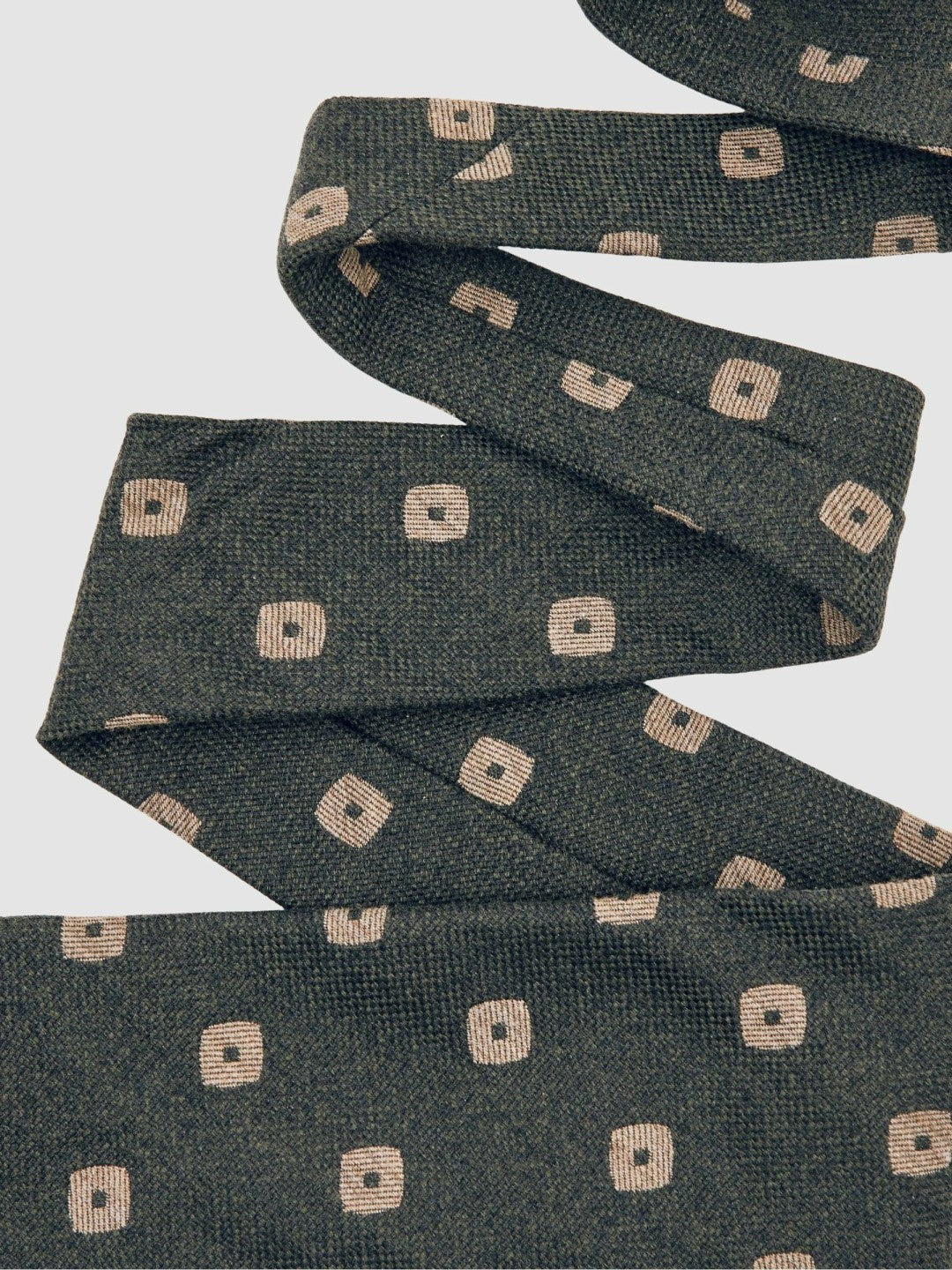 Men Silk-Wool Square-Medallion Tie in Forest Green