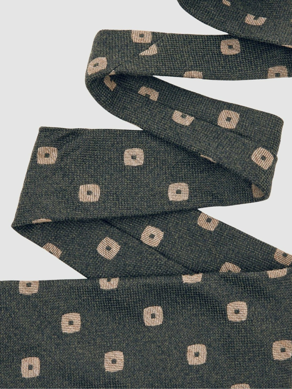 Men Silk-Wool Square-Medallion Tie in Forest Green