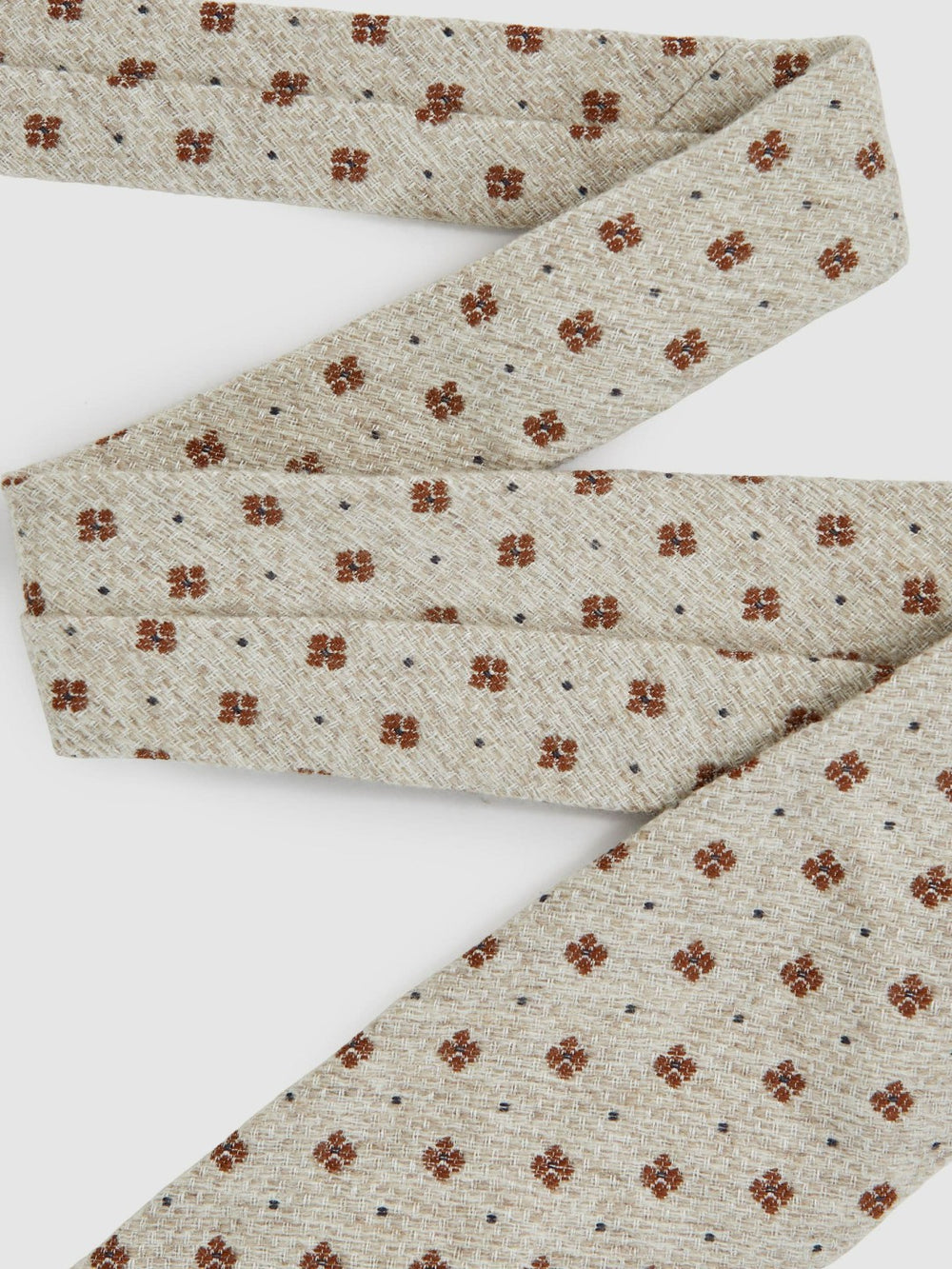 Men Wool-Silk Floral-Medallion Tie in Oatmeal Melange