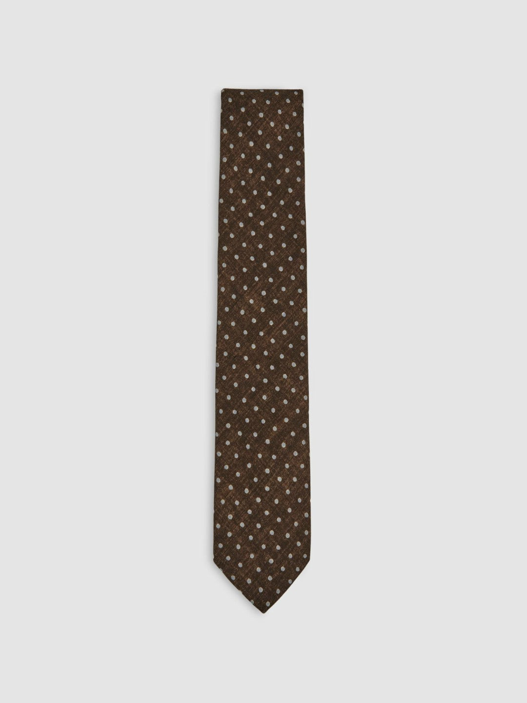 Men Wool-Cotton Polka-Dot Tie in Chocolate Brown