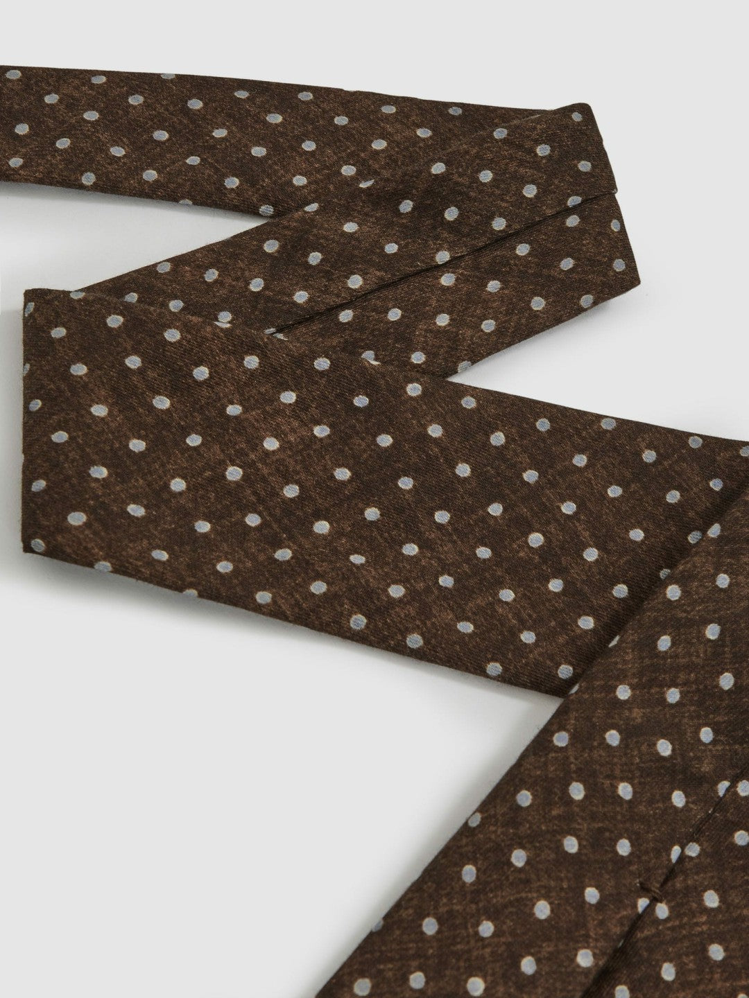 Men Wool-Cotton Polka-Dot Tie in Chocolate Brown