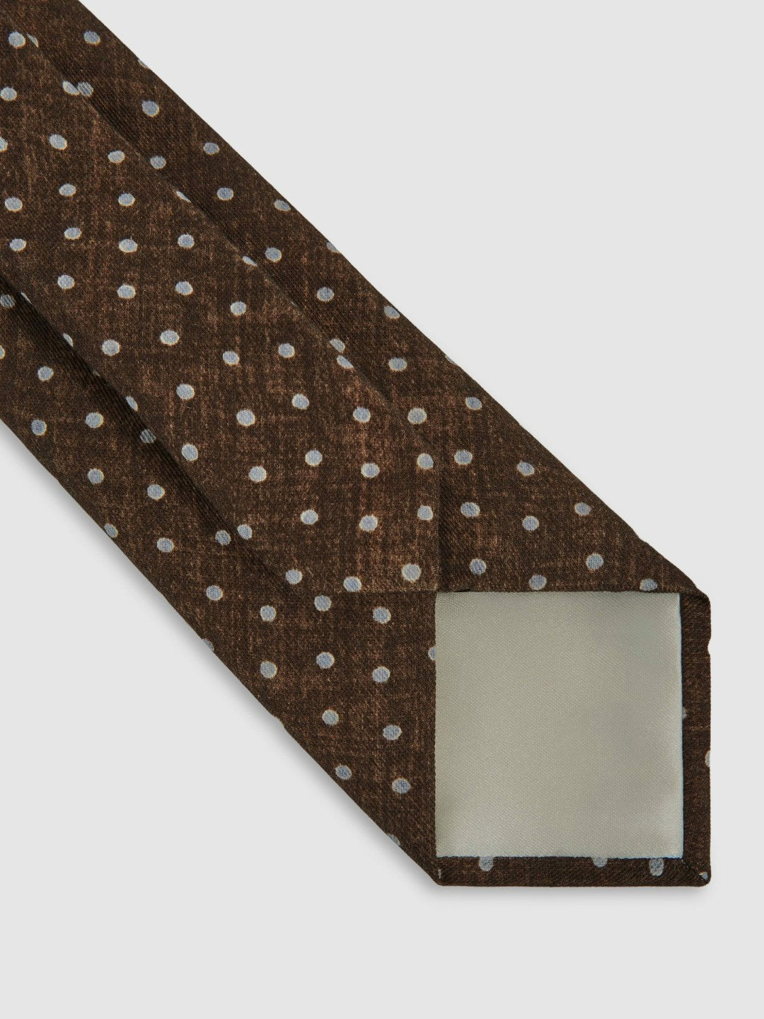 Men Wool-Cotton Polka-Dot Tie in Chocolate Brown