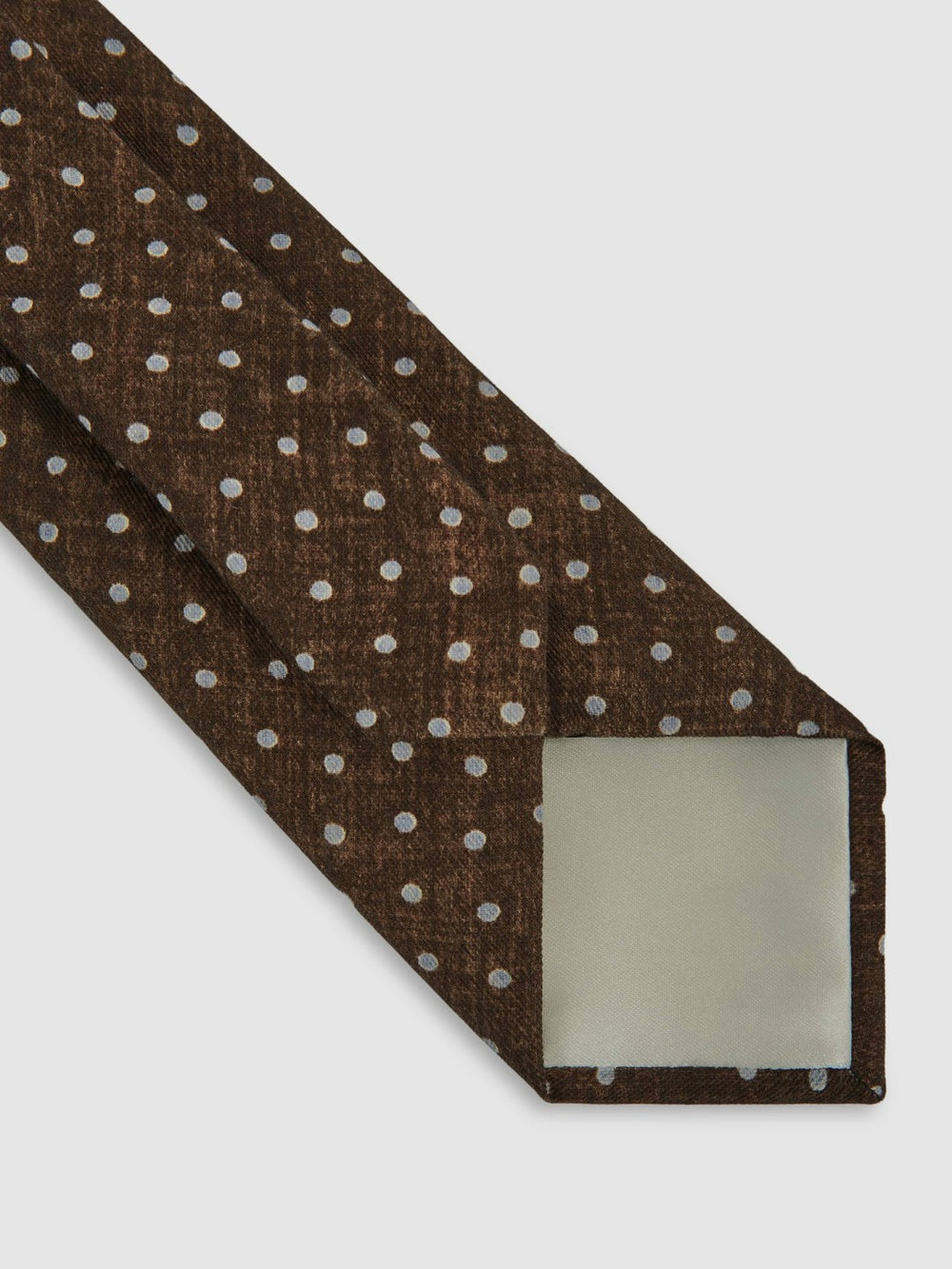 Men Wool-Cotton Polka-Dot Tie in Chocolate Brown