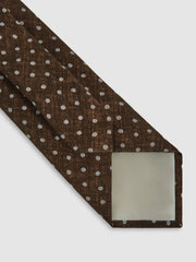 Men Wool-Cotton Polka-Dot Tie in Chocolate Brown
