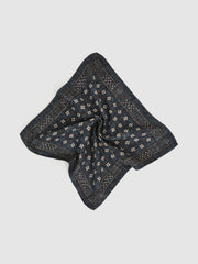 Men Silk Floral-Medallion Pocket Square in Denim Blue Melange