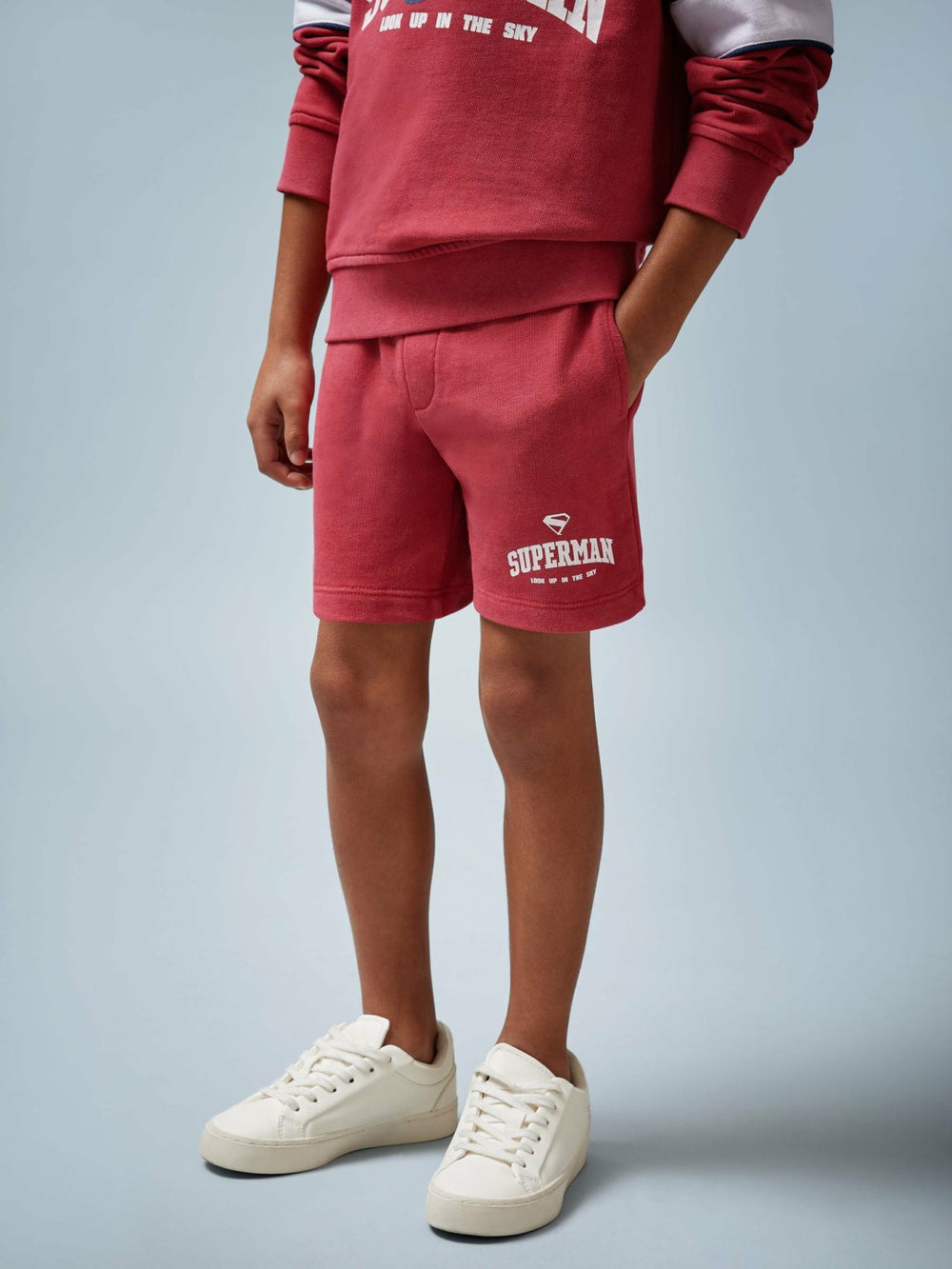 Children & Baby 3-9 yrs Superman Cotton Logo Shorts in Red