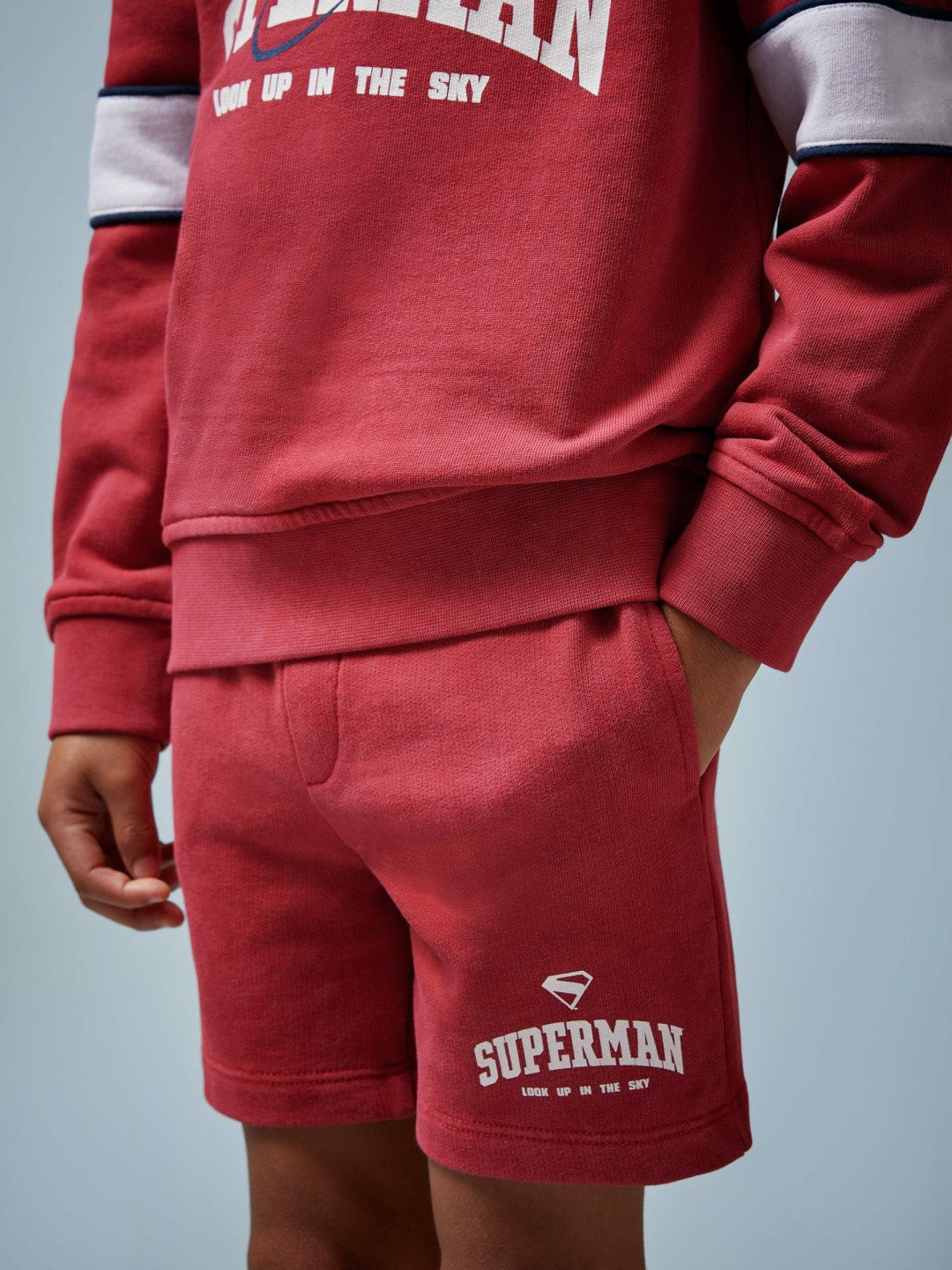 Children & Baby 13-14 yrs Superman Cotton Logo Shorts in Red
