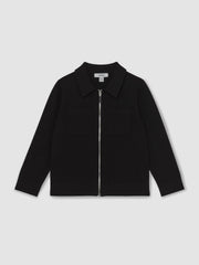 Children & Baby 9-13 yrs Knitted Zip-Through Cardigan in Black