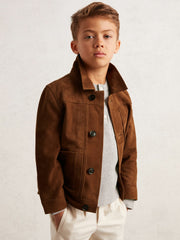 Children & Baby 3-9 yrs Suede Worker Jacket in Tobacco Brown