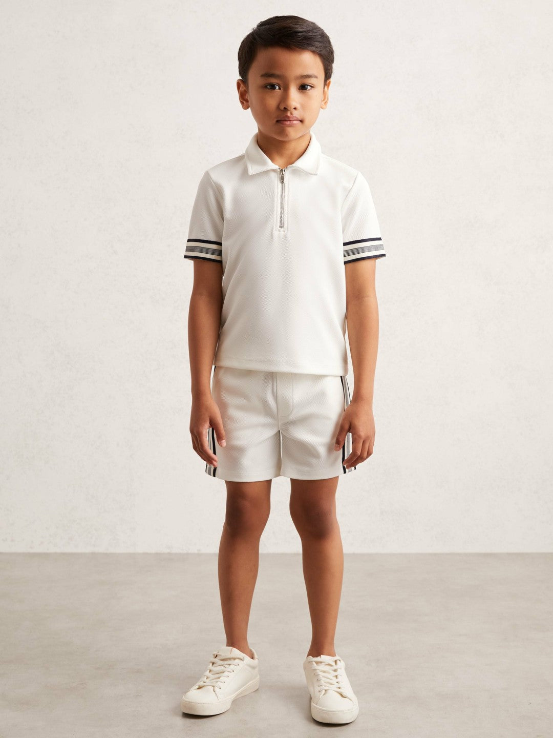 Children & Baby 3-9 yrs Textured Half Zip Polo Shirt in White