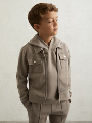 Children & Baby 3-9 yrs Interlock Zip-Through Overshirt in Taupe Brown