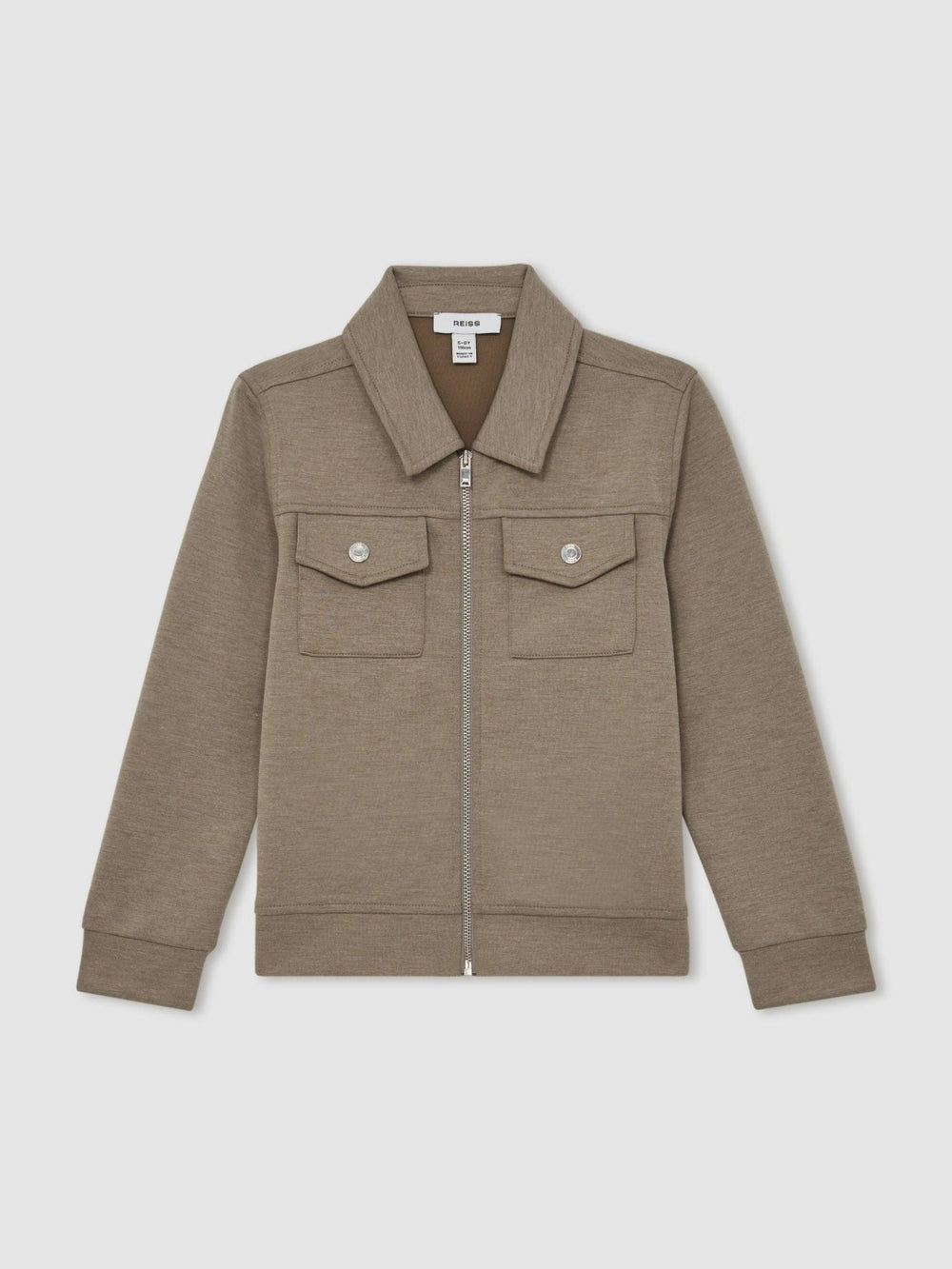 Children & Baby 9-13 yrs Interlock Zip-Through Overshirt in Taupe Brown