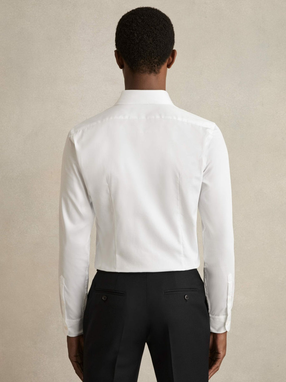 Men Slim Fit Cotton Sateen Shirt in White