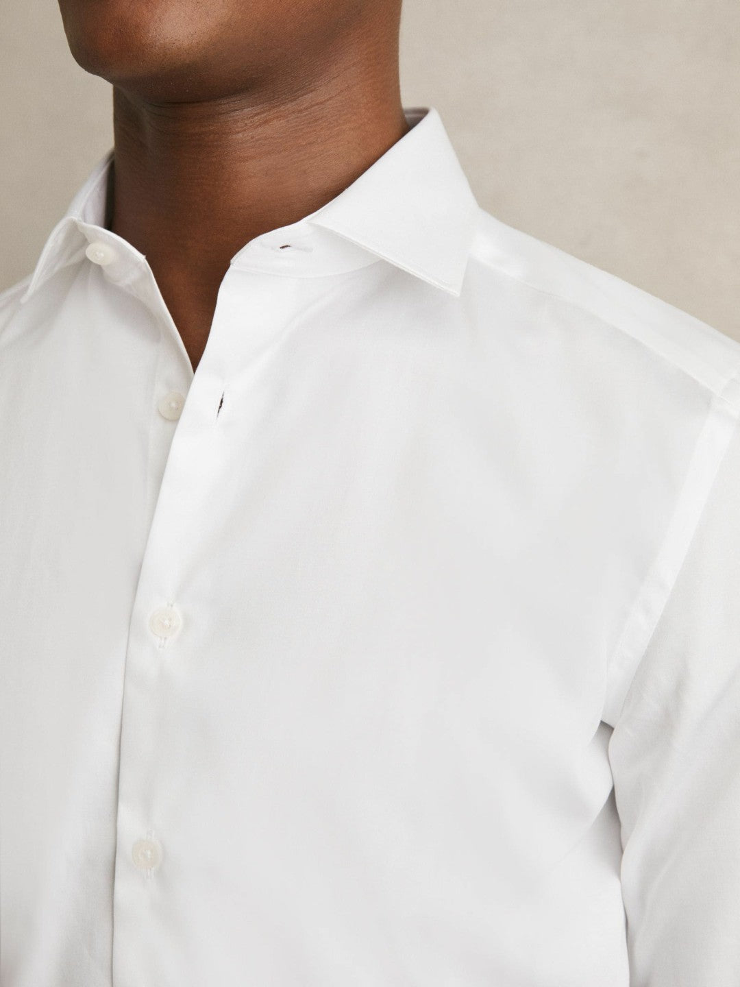 Men Slim Fit Cotton Sateen Shirt in White