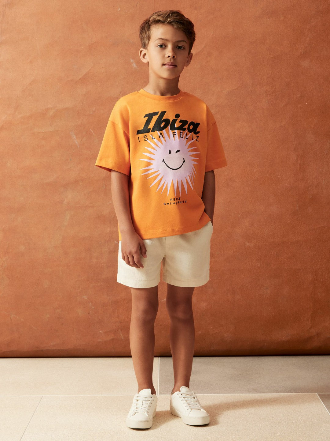 Children & Baby 3-9 yrs SmileyWorld Sun Motif T-Shirt in Orange