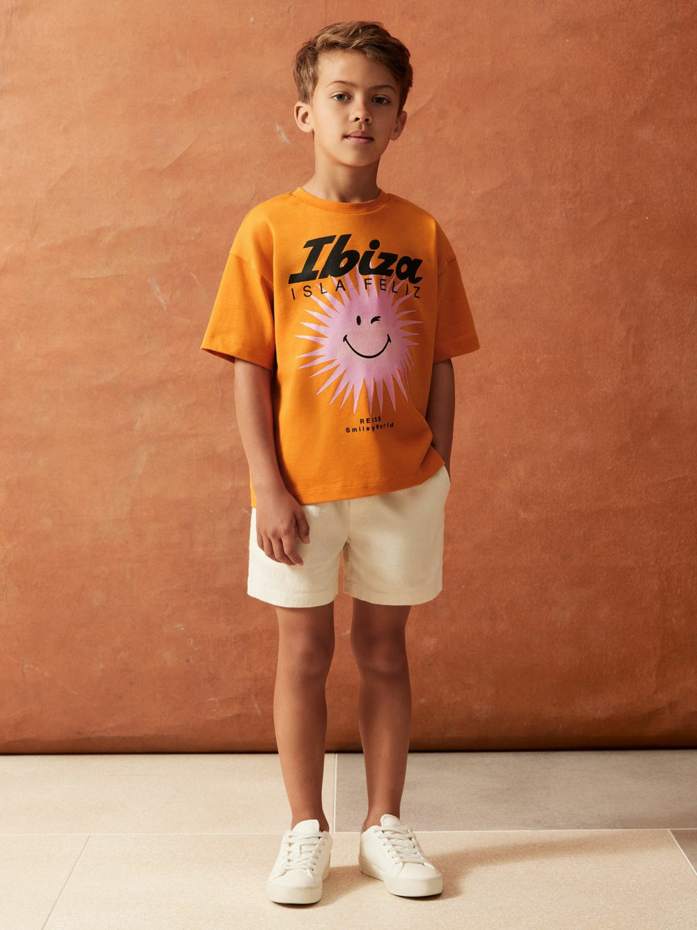 Children & Baby 3-9 yrs SmileyWorld Sun Motif T-Shirt in Orange
