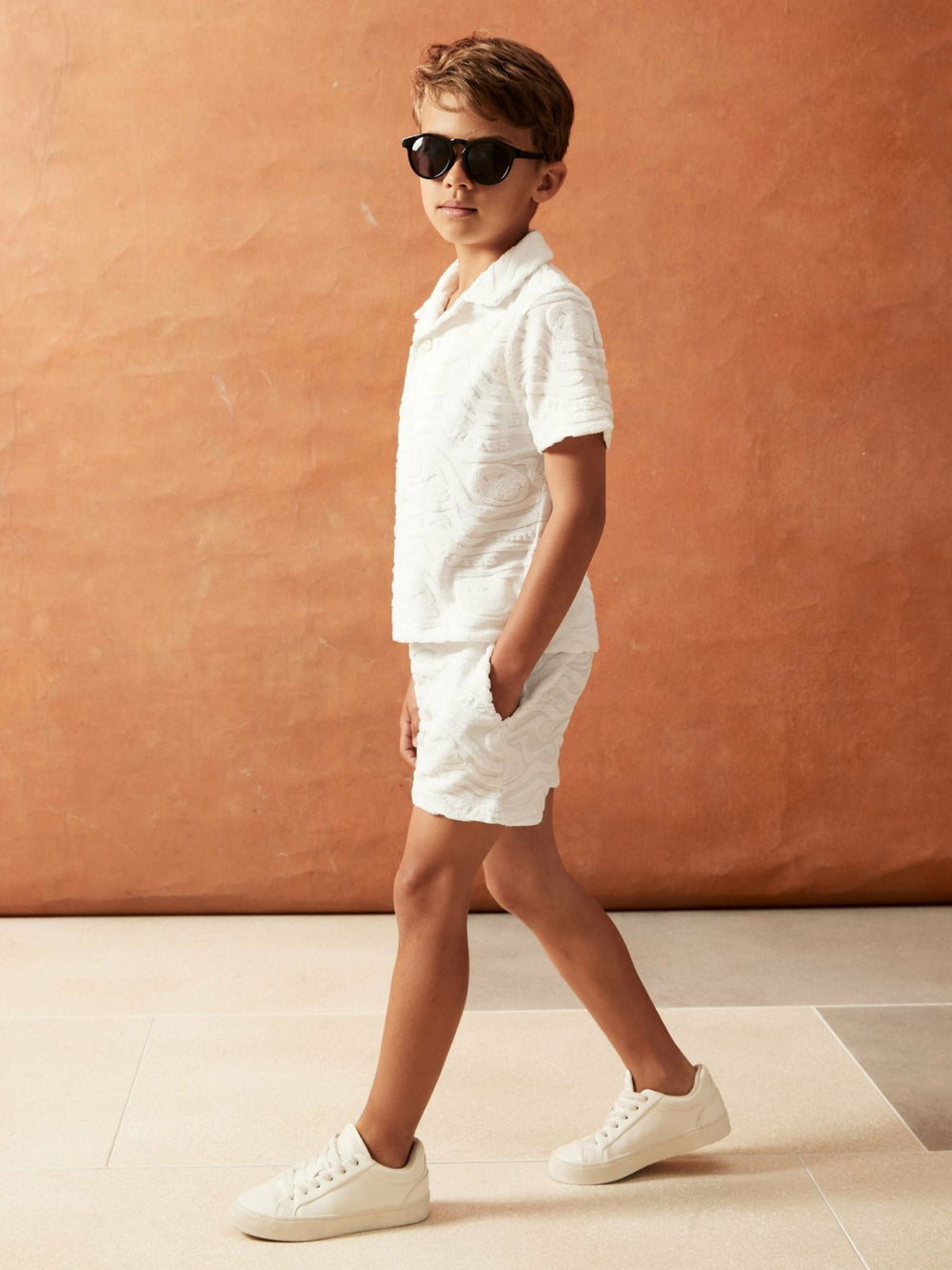 Children & Baby 9-13 yrs SmileyWorld Wave Texture Shorts in White