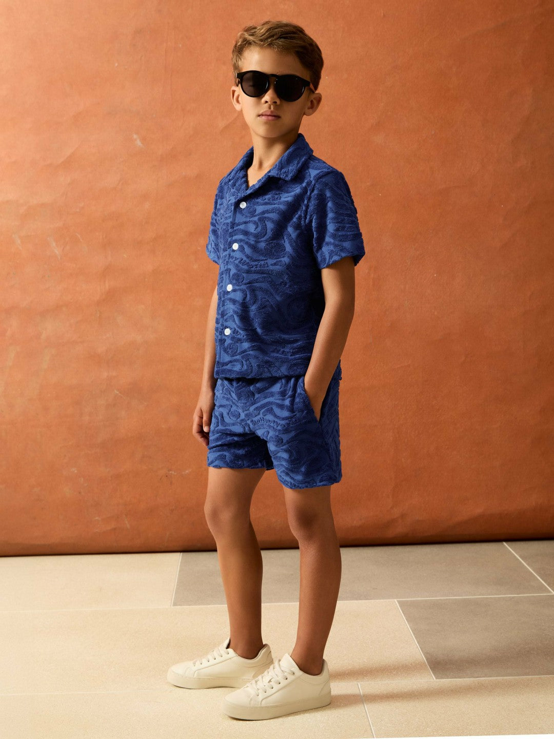 Children & Baby 3-9 yrs SmileyWorld Wave Texture Shorts in Bright Blue