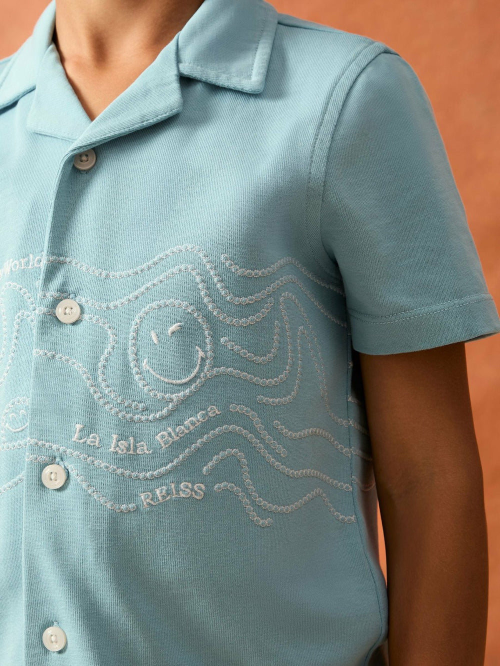 Children & Baby 3-9 yrs SmileyWorld Embroidered Shirt in Sky Blue