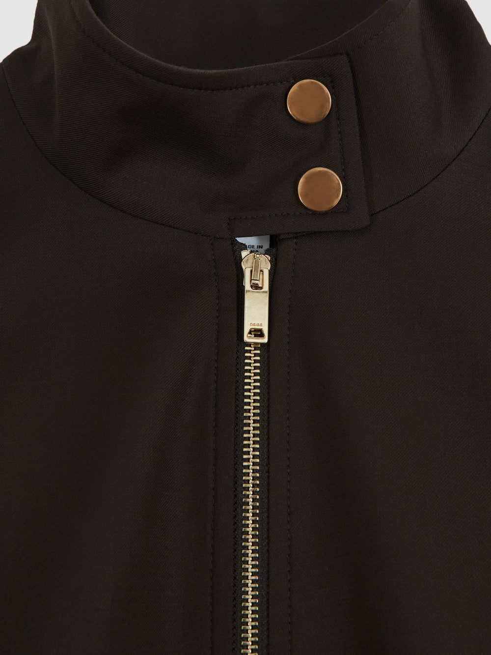 Women Wool Bomber Jacket in Chocolate Brown
