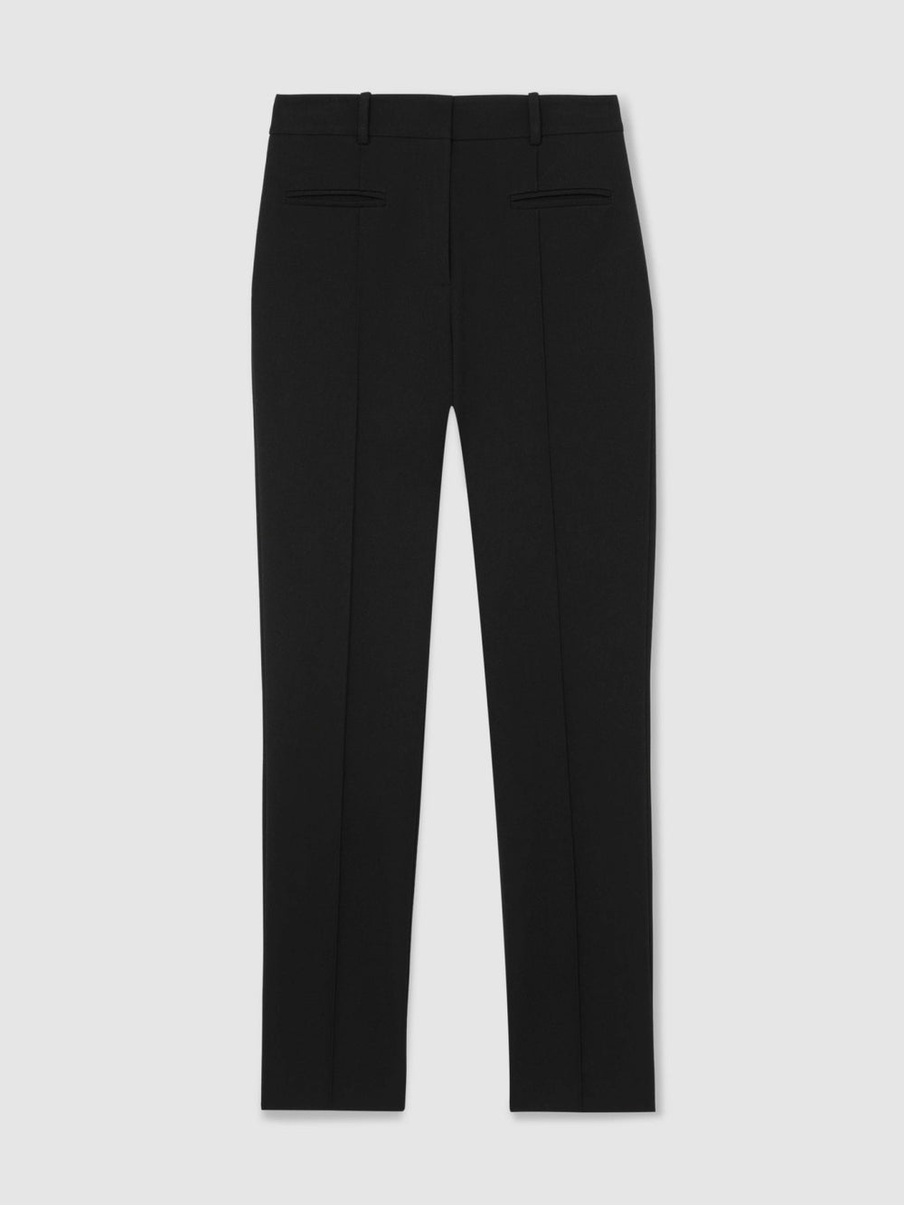 Women Petite Pintuck Tapered Trousers in Black