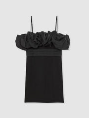 Women Sculptural Strapless Mini Dress in Black