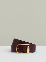 Women Leather Half Keeper Belt in Burgundy
