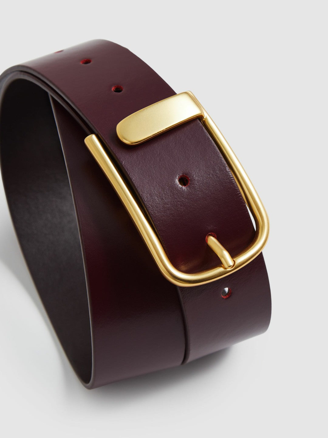 Women Leather Half Keeper Belt in Burgundy