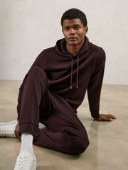 Men Interlock Jersey Drawstring Hoodie in Cherry Red