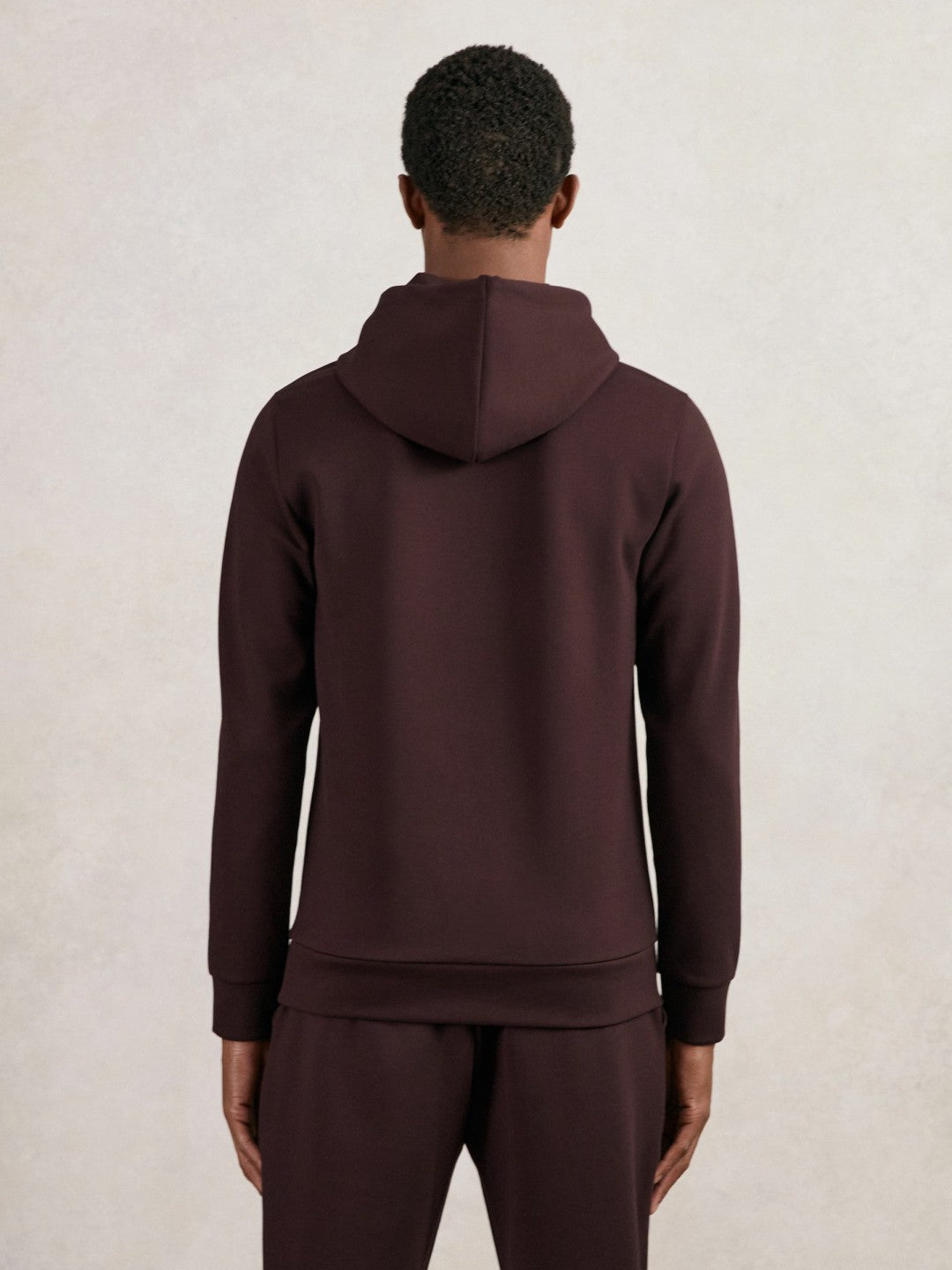 Men Interlock Jersey Drawstring Hoodie in Cherry Red