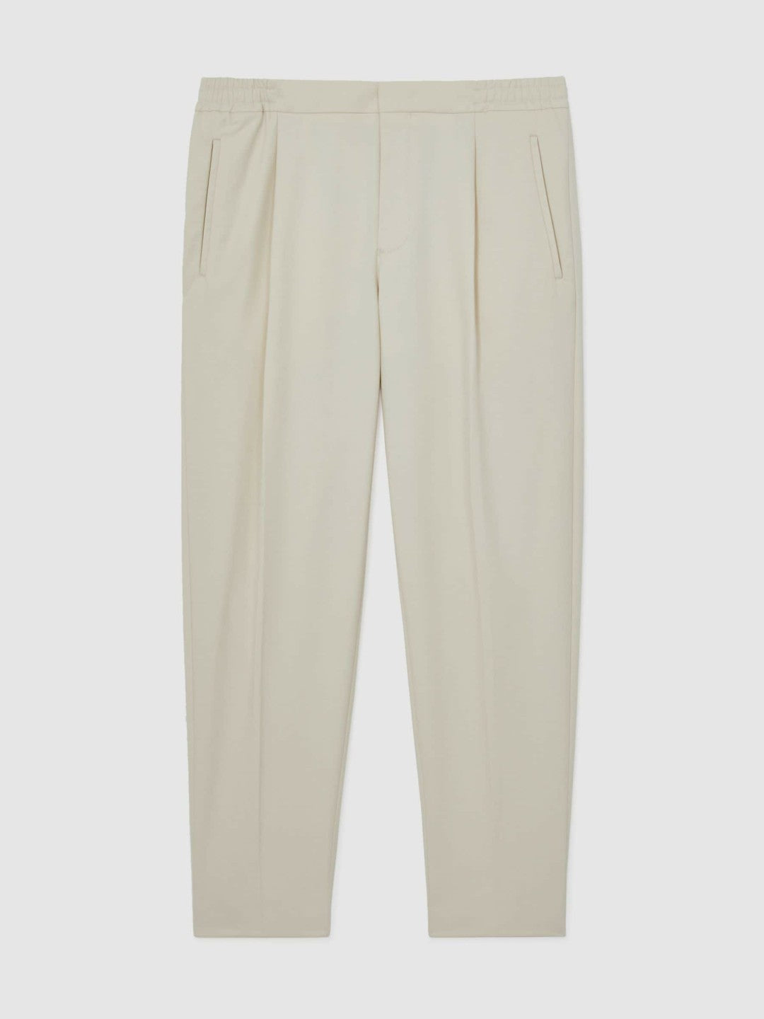 Men Tapered Drawstring Tailored Trousers in Ecru