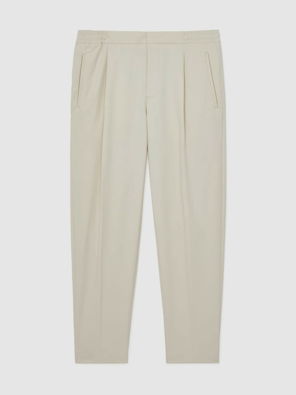 Men Tapered Drawstring Tailored Trousers in Ecru