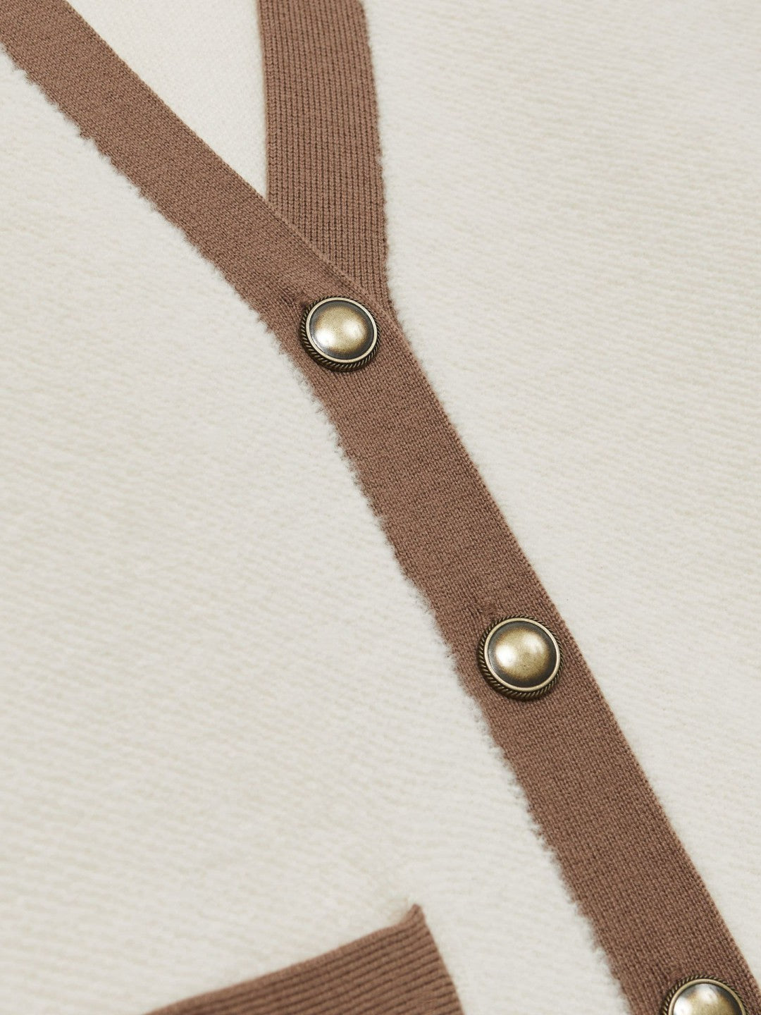 Women Wool Colourblock Cardigan in Cream/Neutral
