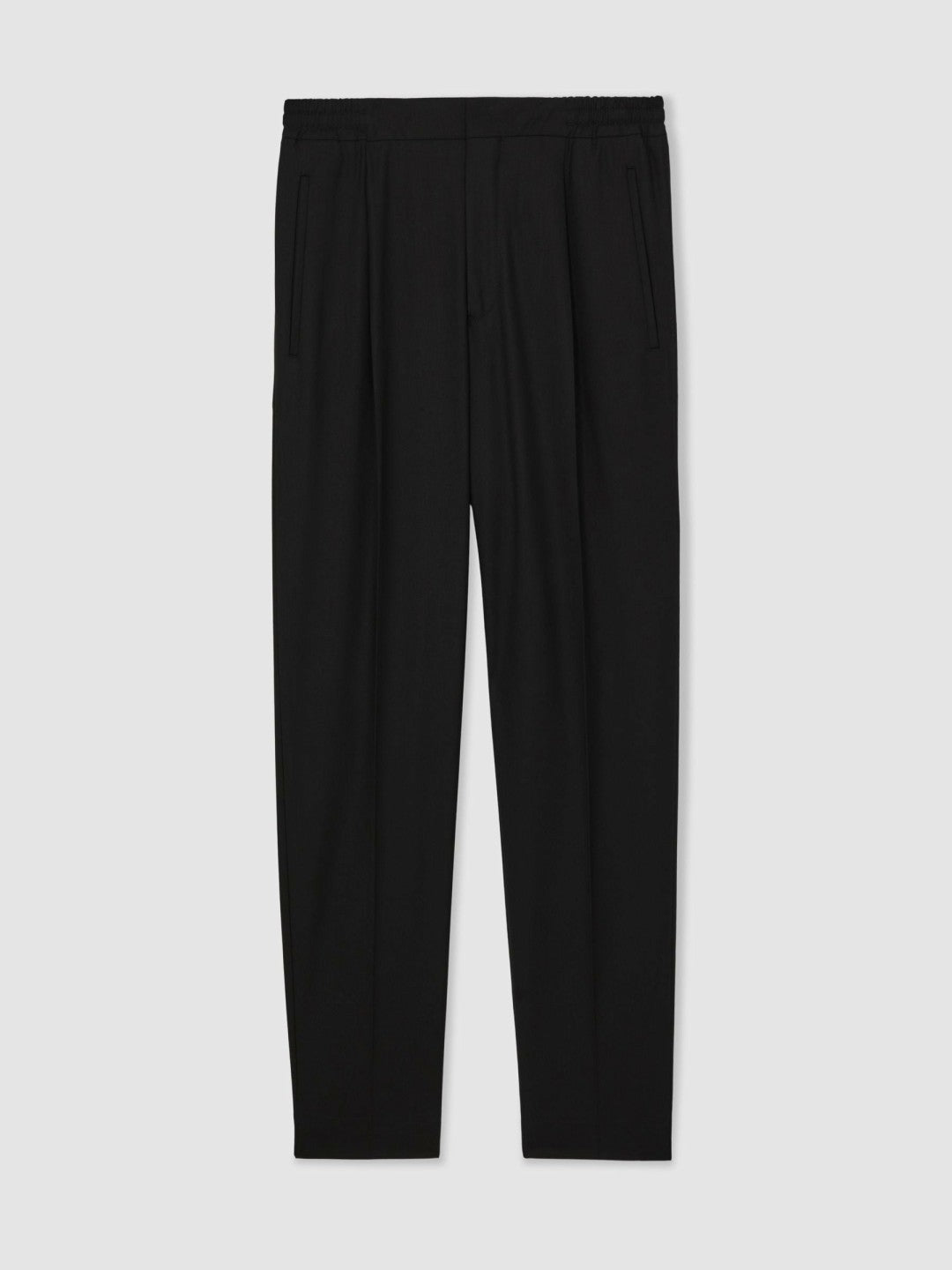 Men Tapered Drawstring Tailored Trousers in Black