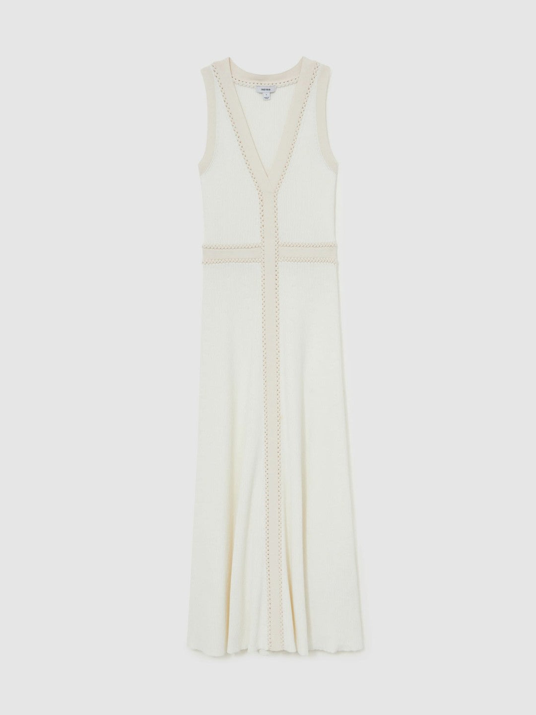 Women Craft-Stitch Knitted Midi Dress in Ivory