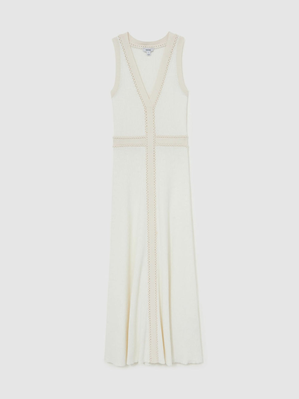 Women Craft-Stitch Knitted Midi Dress in Ivory