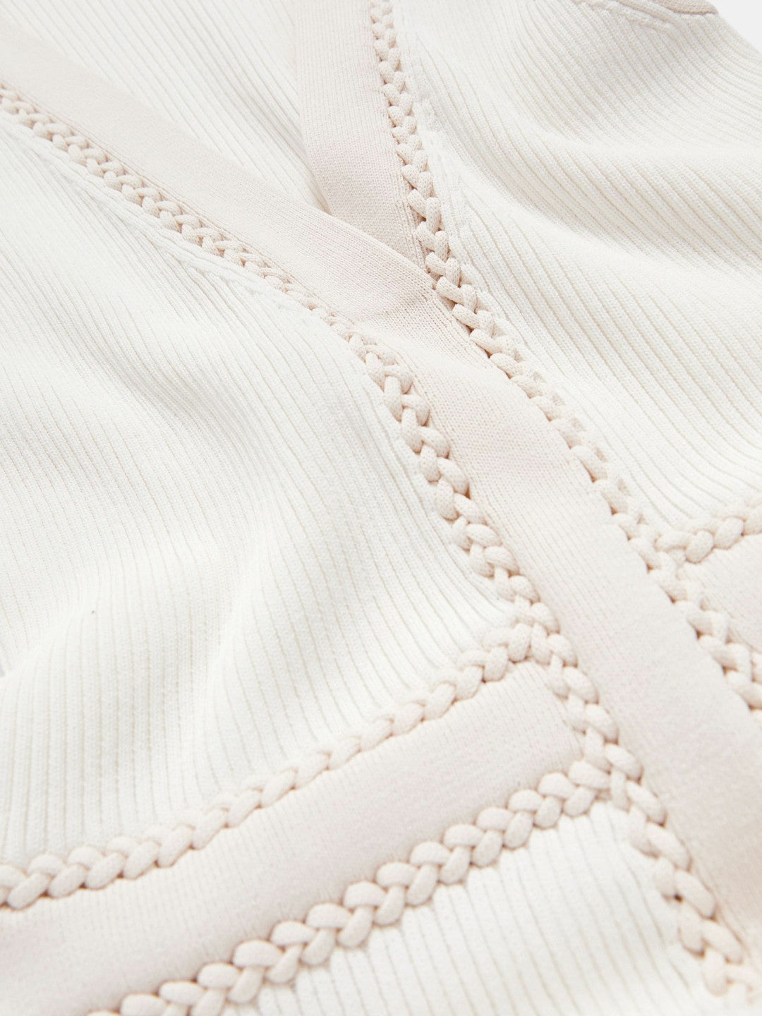 Women Craft-Stitch Knitted Midi Dress in Ivory