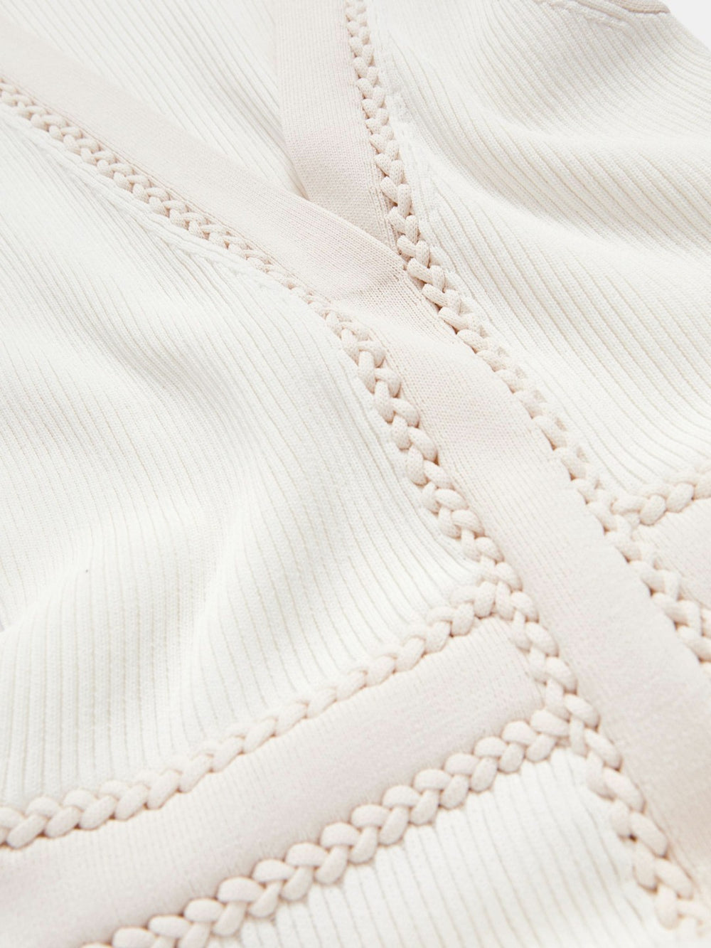 Women Craft-Stitch Knitted Midi Dress in Ivory